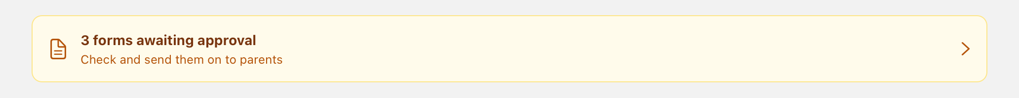 The forms awaiting approval card on the app's home screen