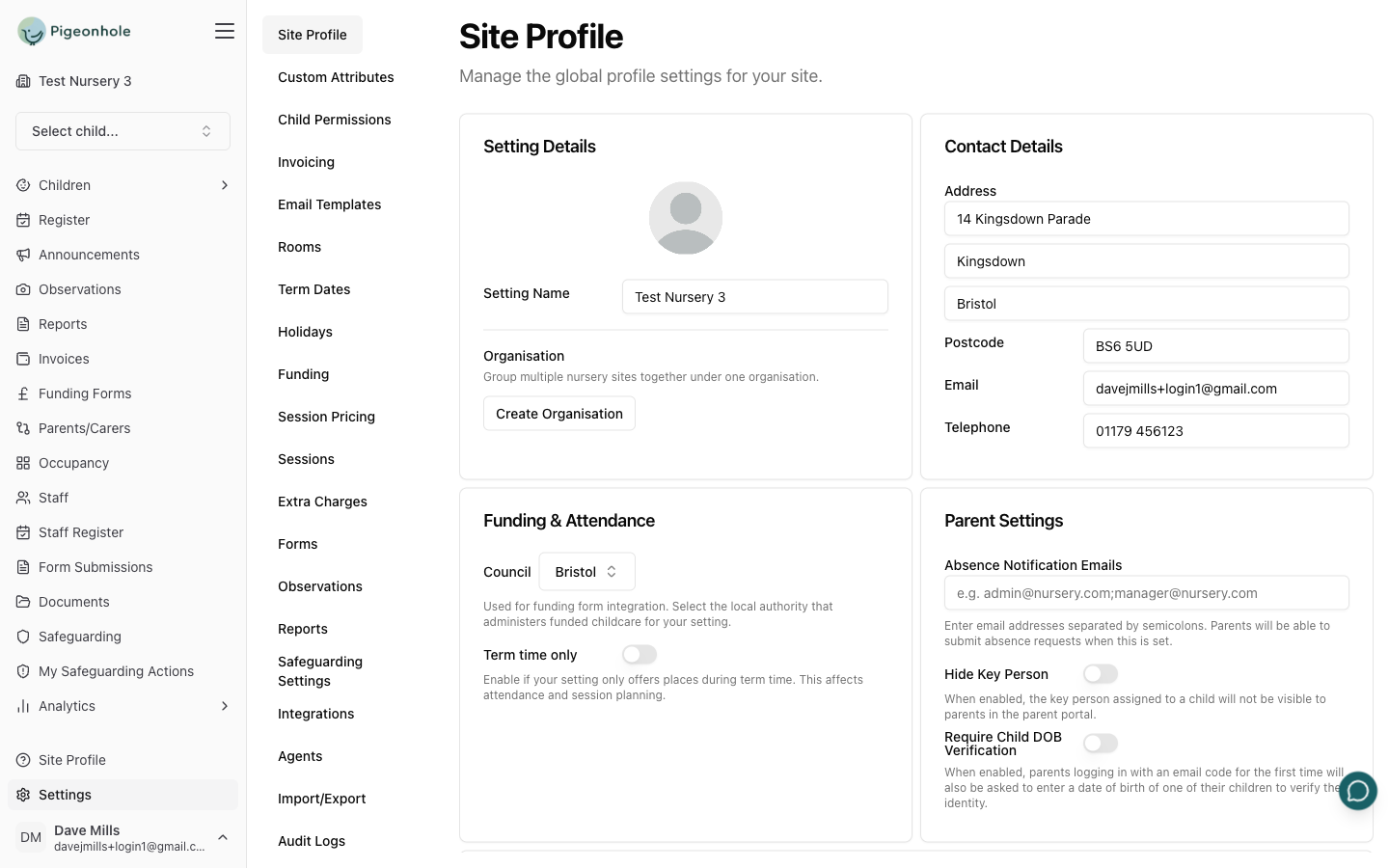 site profile
