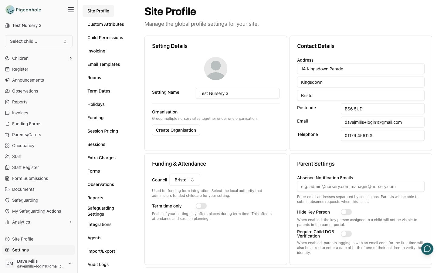 site profile