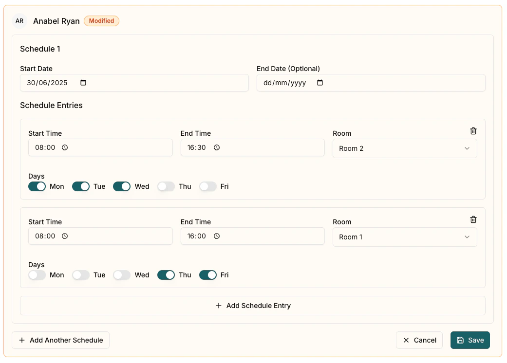Staff Session Edit Dialog