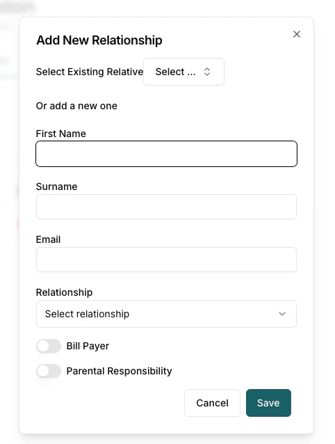 Adding Parent/Carer from Child View