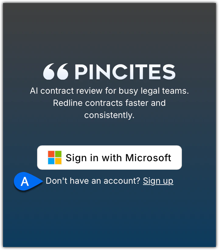 Sign up step 1: Click Don't have an account? Sign up