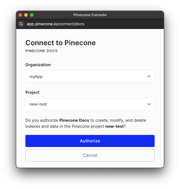 Connect popup