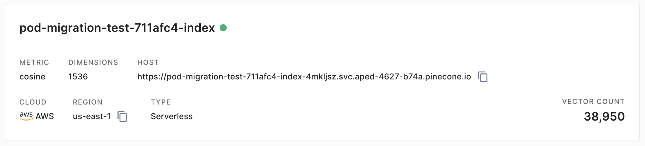 create index from collection - ready status