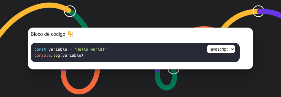 Bloco de código no email