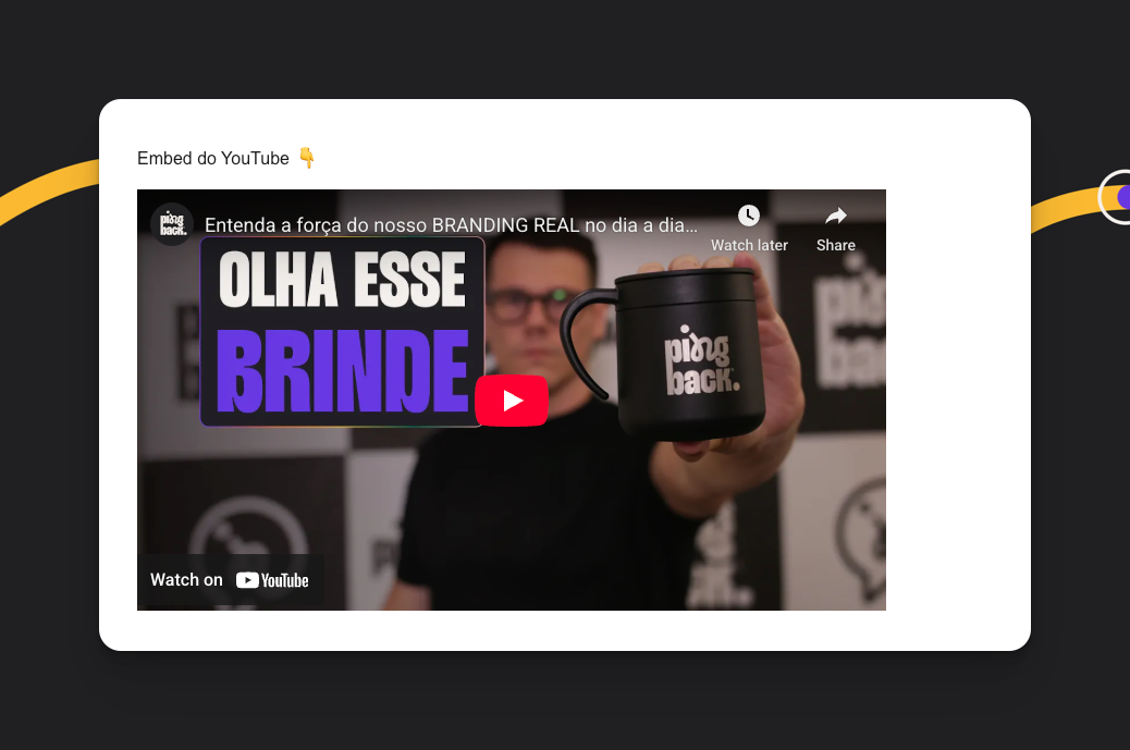 Vídeo incorporado no email