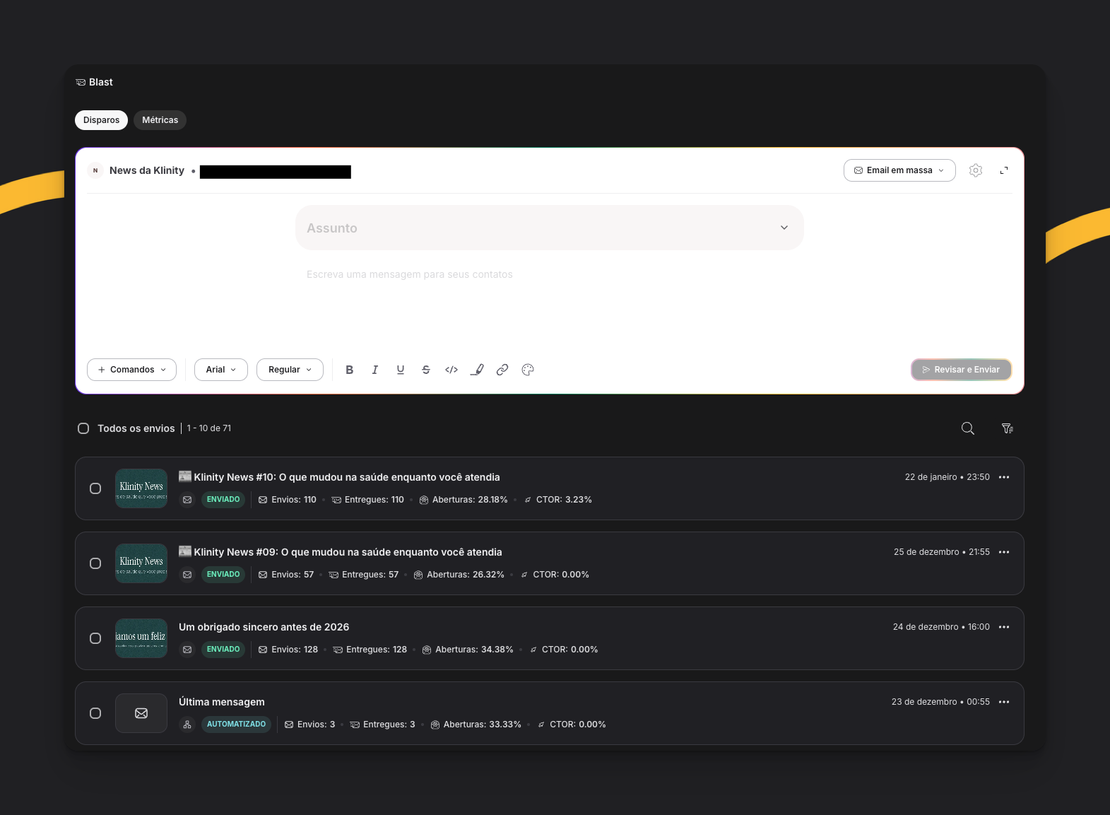 Editor achatado inicial
