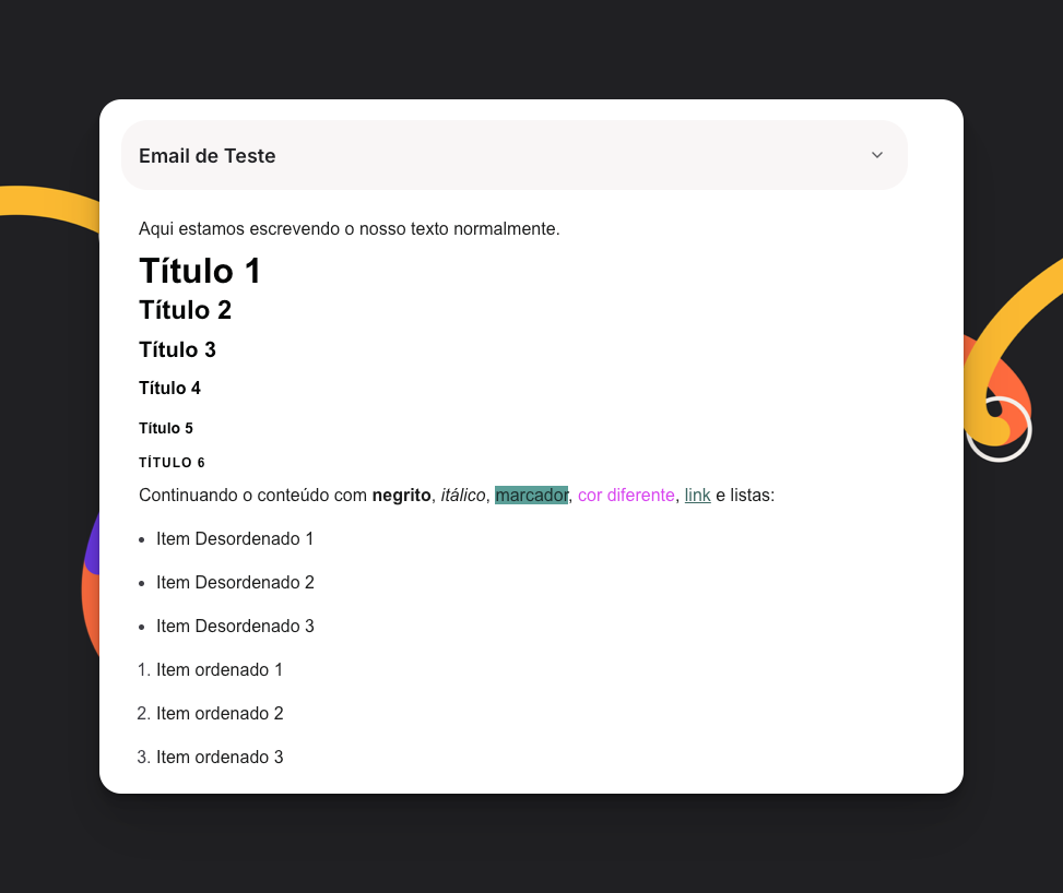 Exemplo de cabeçalhos aplicados