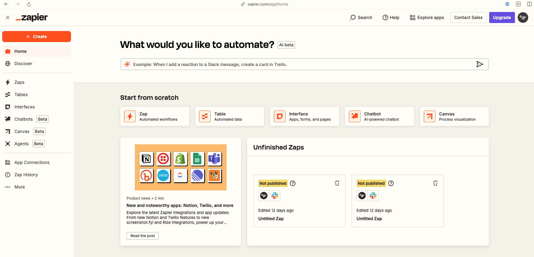 Nova Integracao Zapier