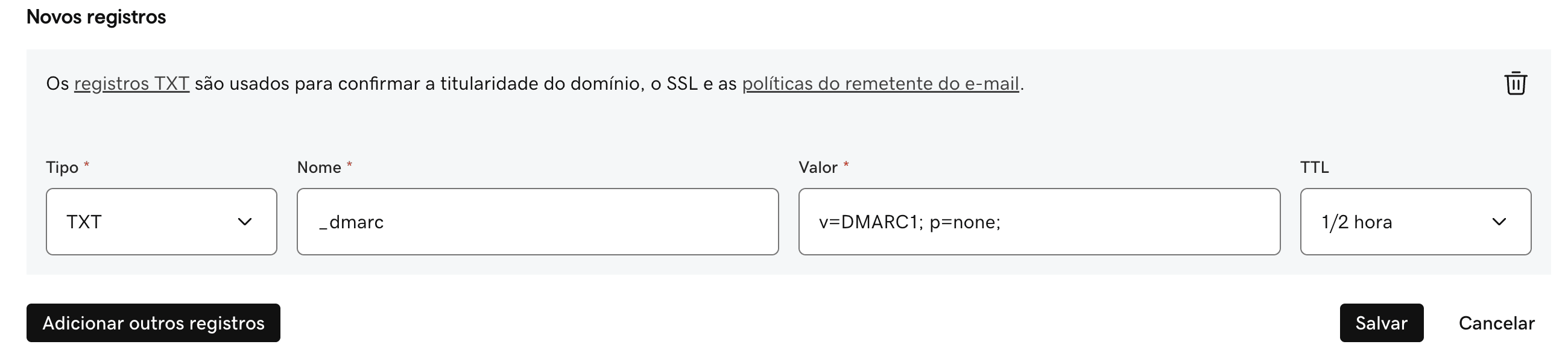 Registro Dmarc Godaddy