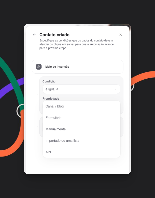 Gatilho Contato Meio Inscricao