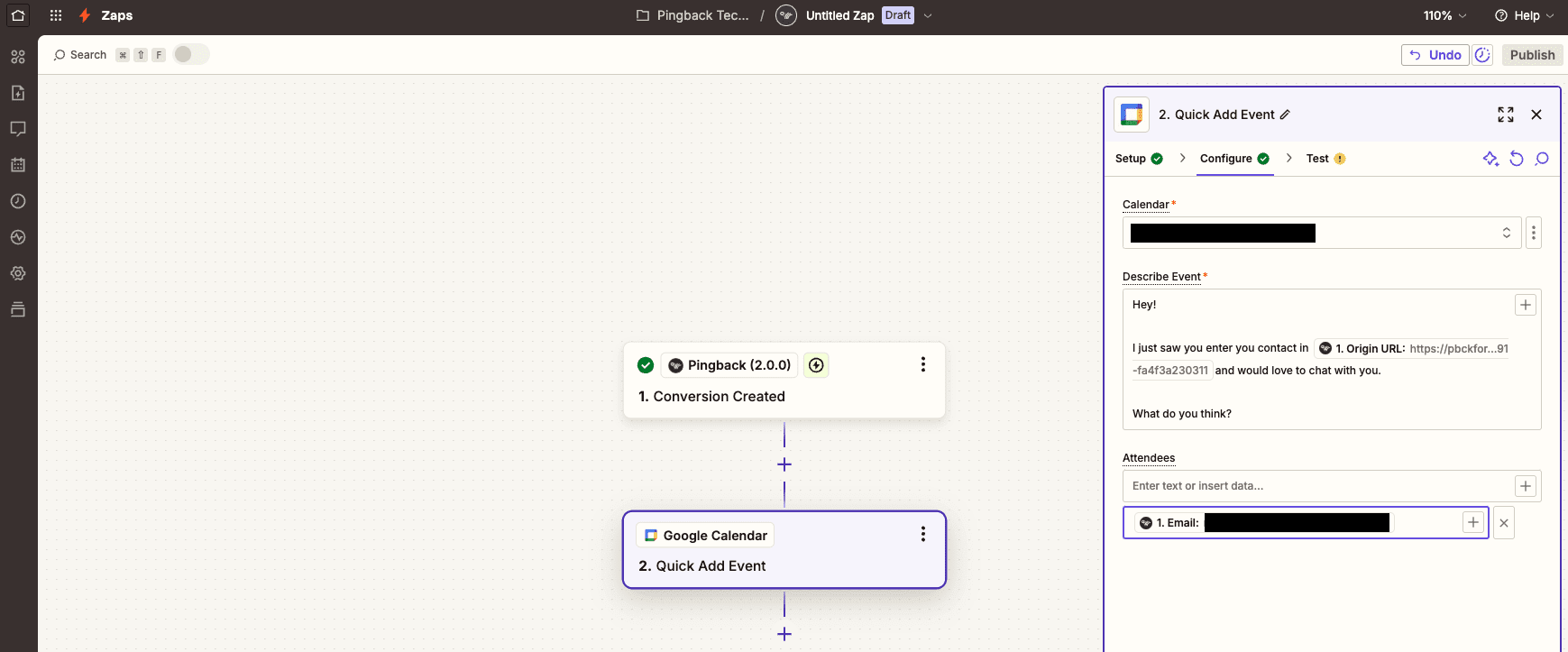 Configurar Acao Zapier