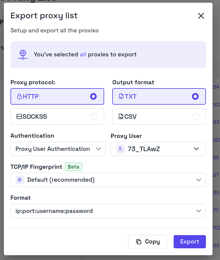 Byteful Static List Export Page