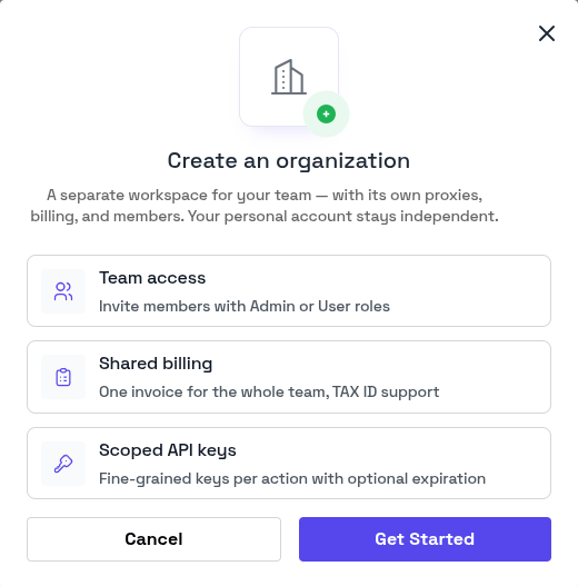 Byteful Create an Organization