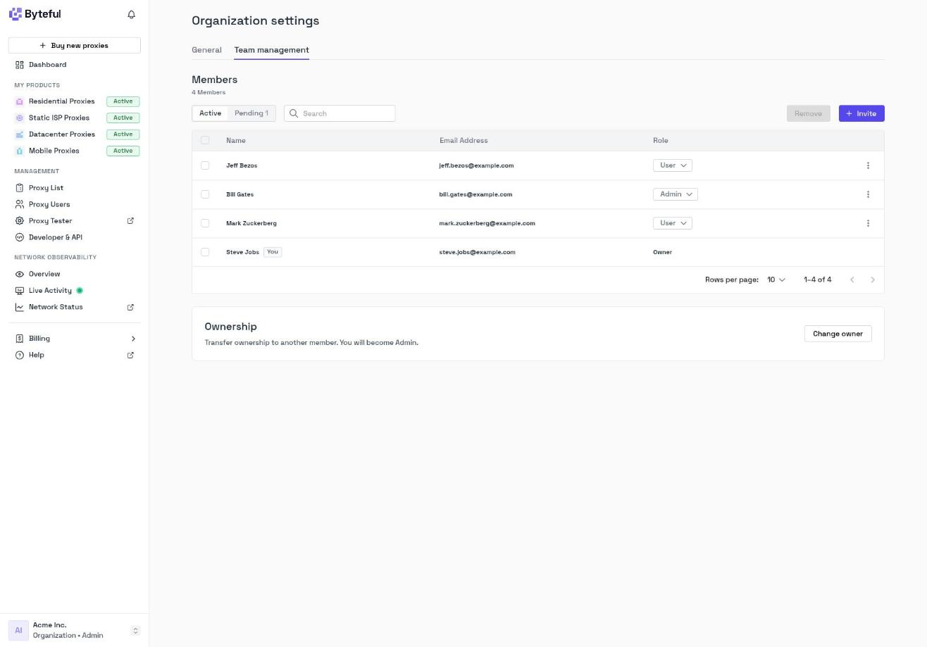 Byteful Team Management