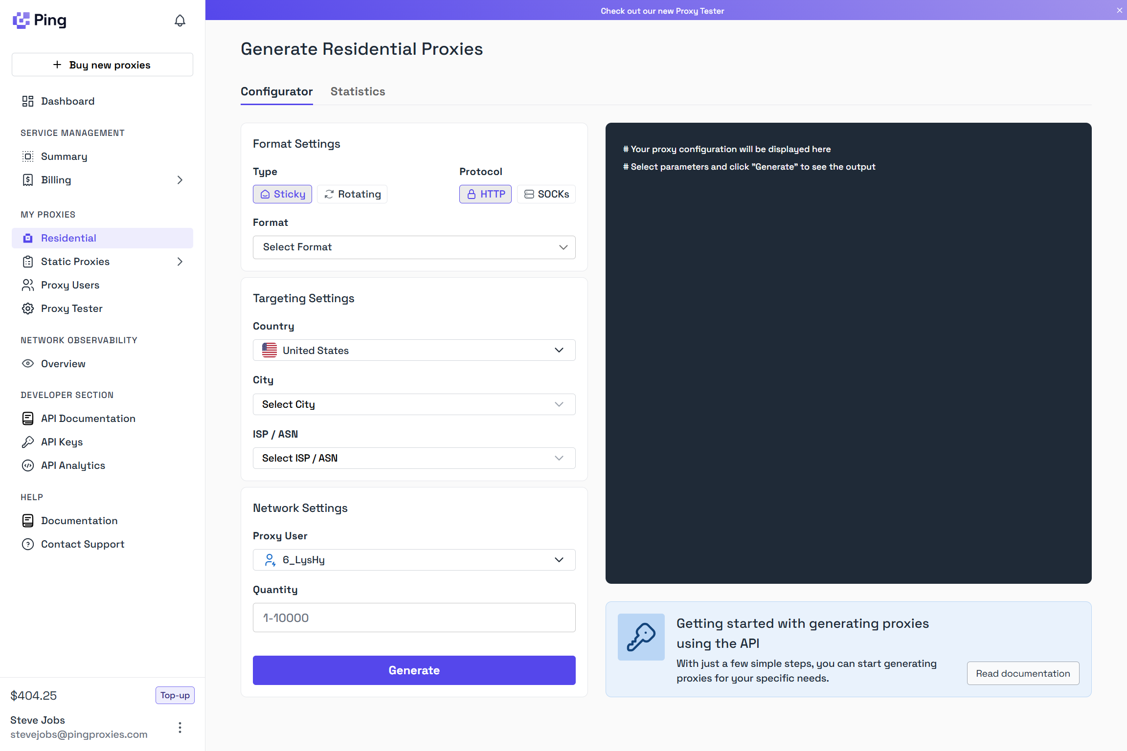 Ping Proxies Residential Endpoint Generator