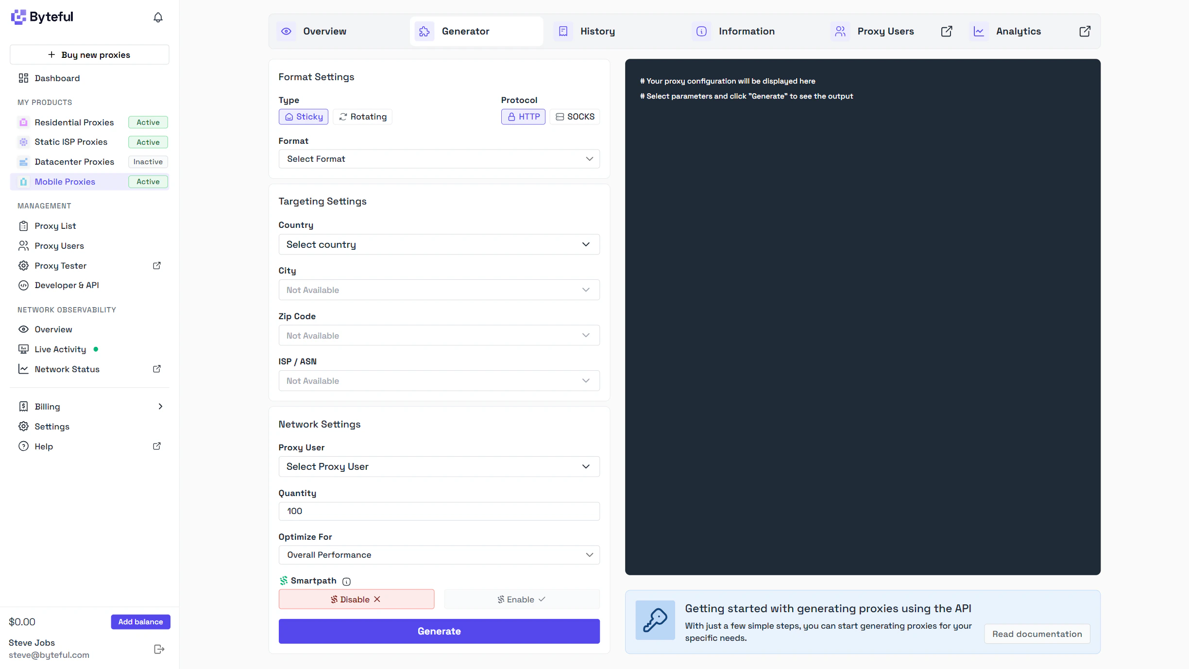 Byteful Mobile Proxies Generator