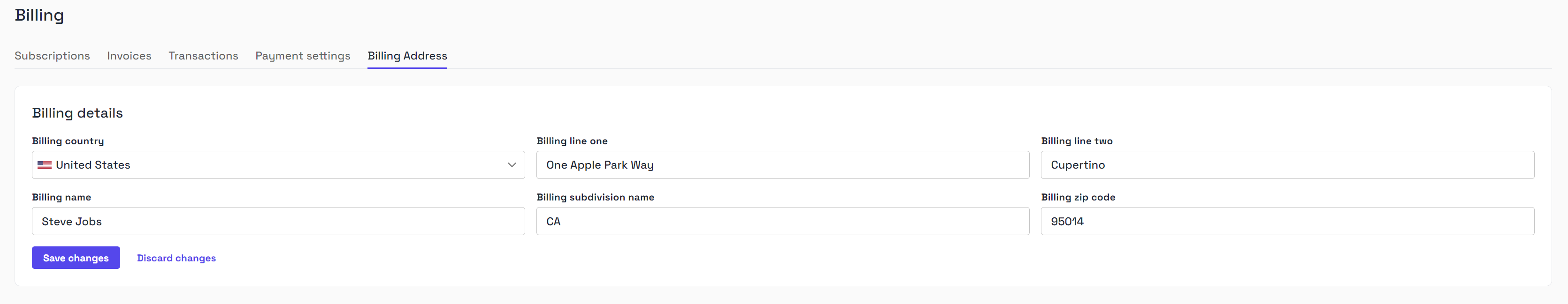 Billing Address - Byteful Documentation