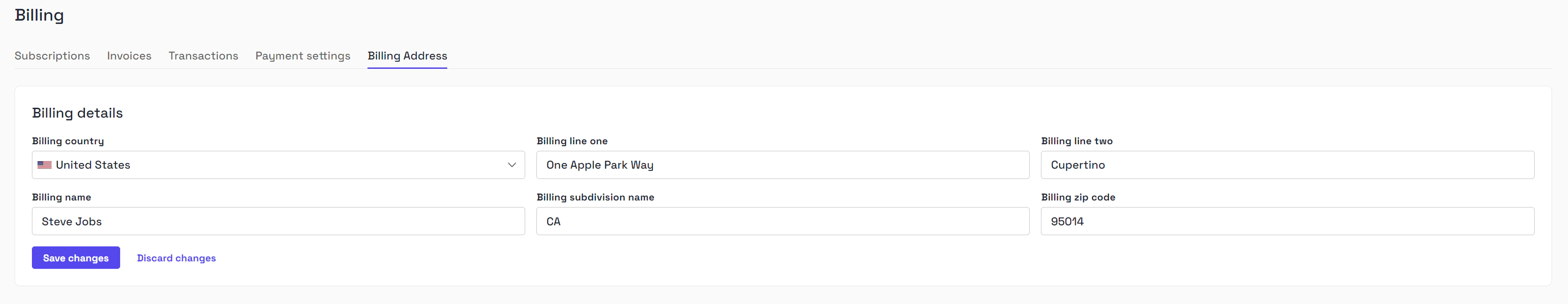 Byteful Billing Address Button