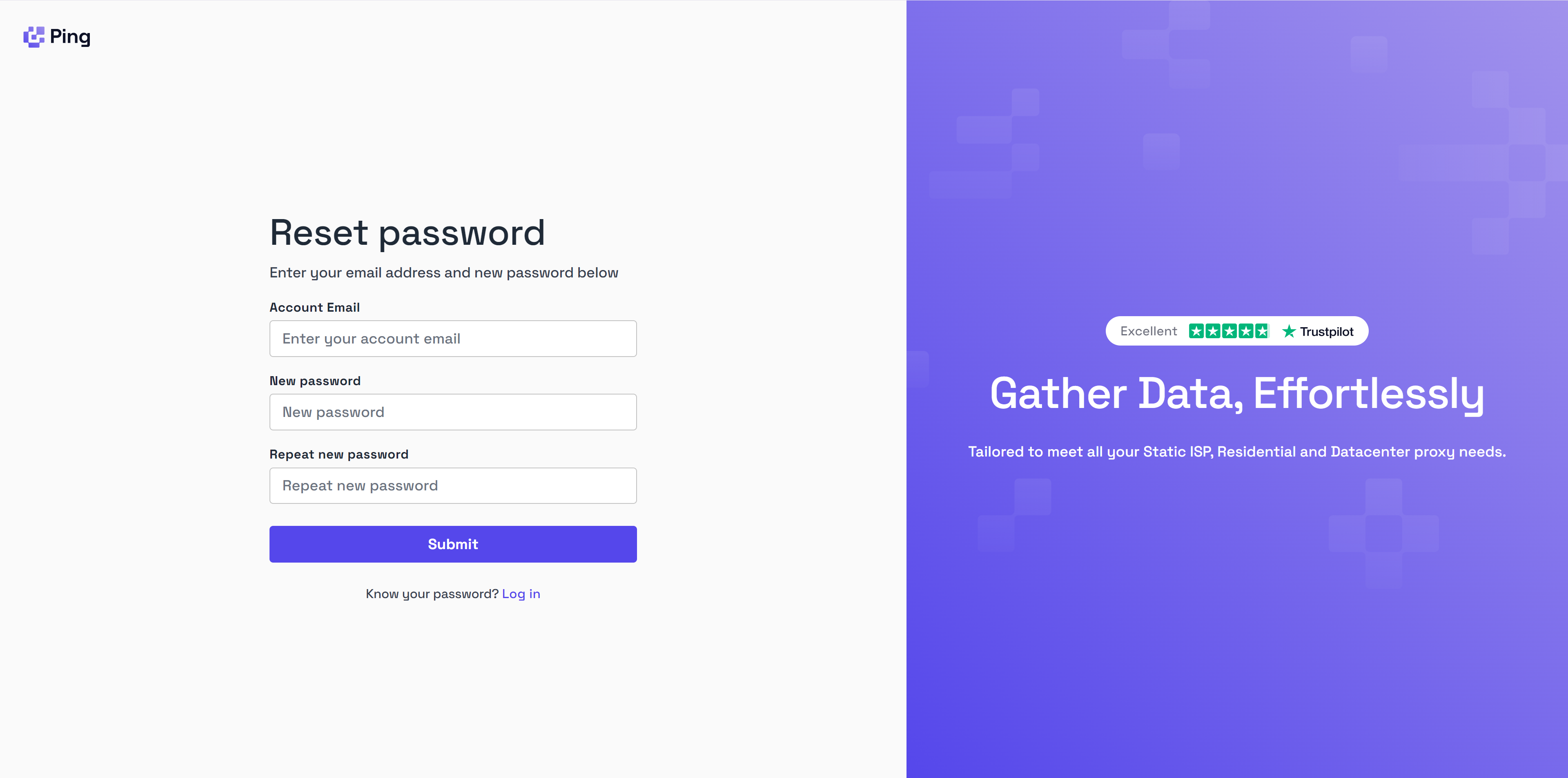 Ping Proxies Forgotten Password