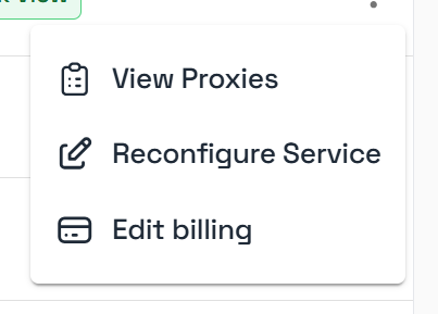 Service options menu