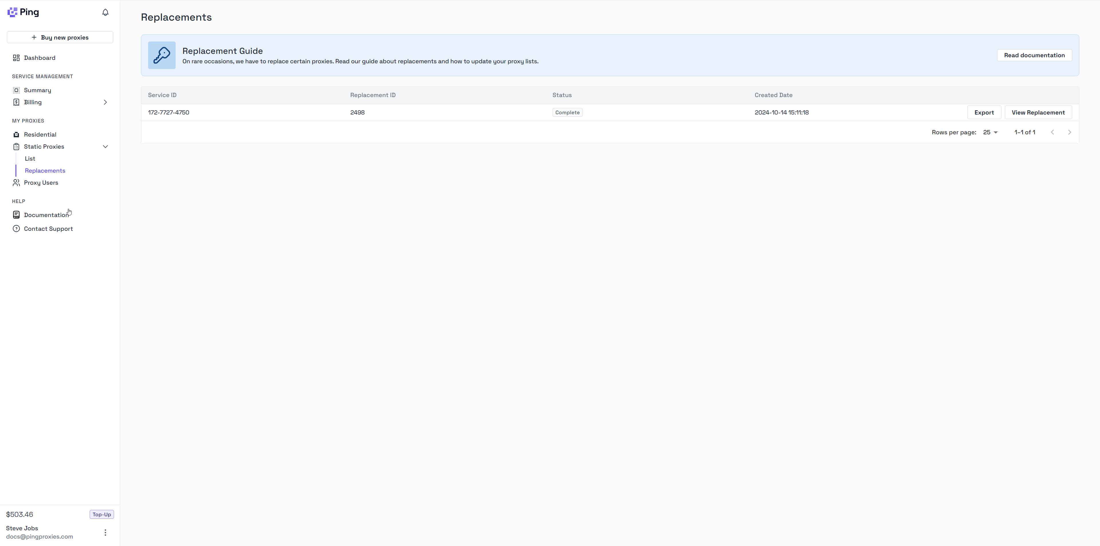 Ping Proxies Replacement Dashboard