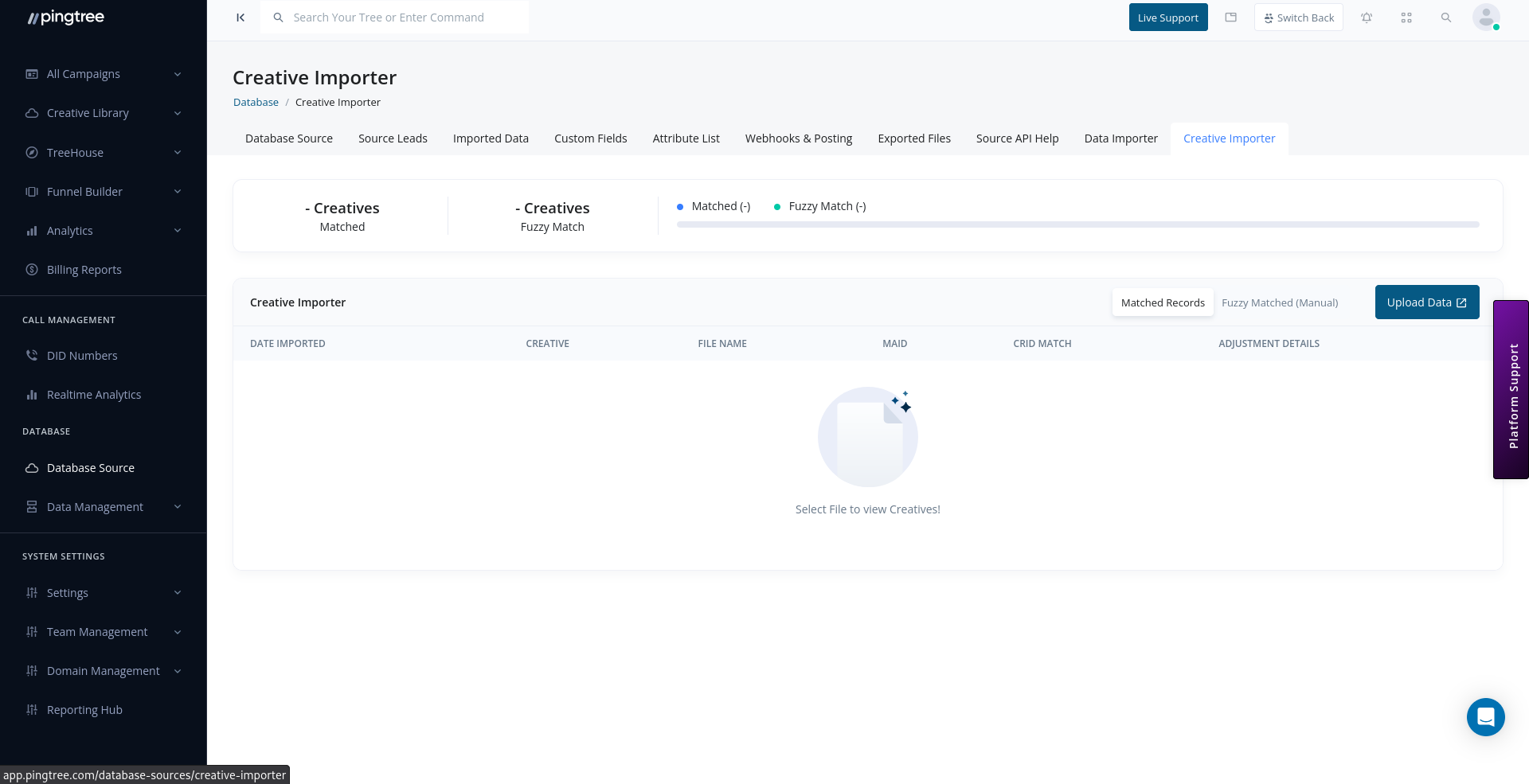 Creative Importer with matched records, fuzzy matching, and upload button