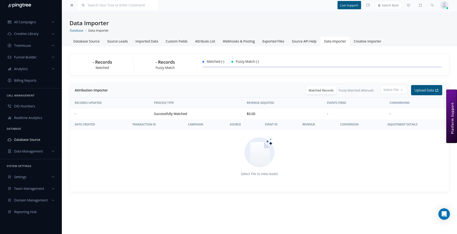 Data importer CSV upload and field mapping interface