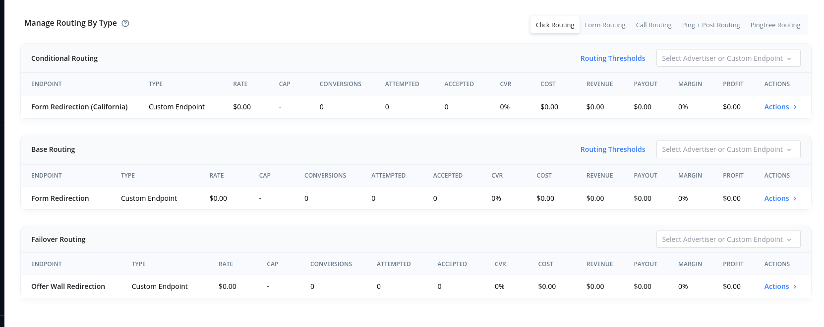 Click Routing Source Selection