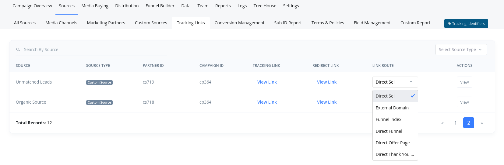 Click Routing Source Selection