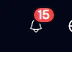 Notifications bell showing a red 15-unread badge