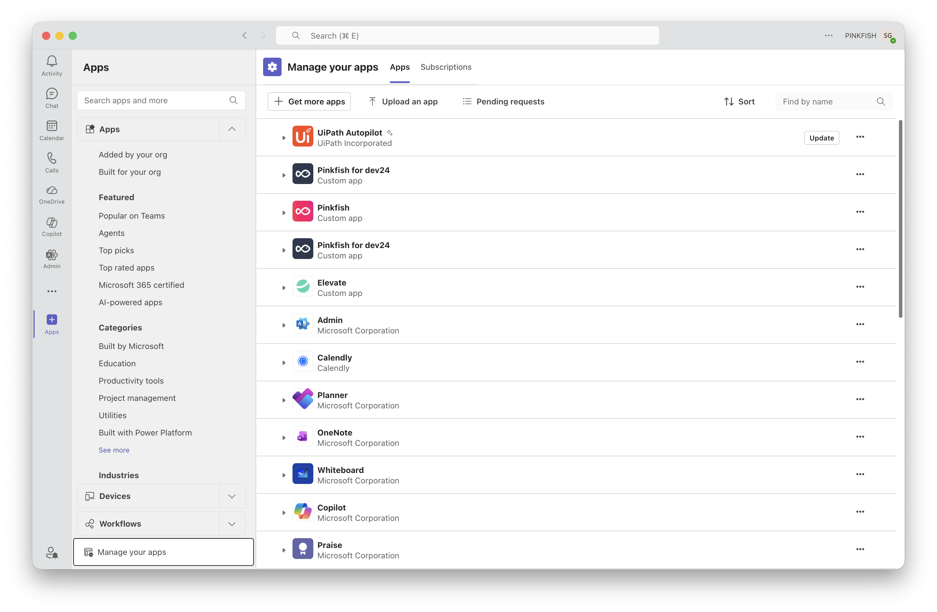 Microsoft Teams Apps → Manage your apps