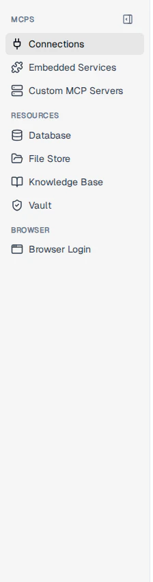Tools sidebar — MCPs, Resources, and Browser groups