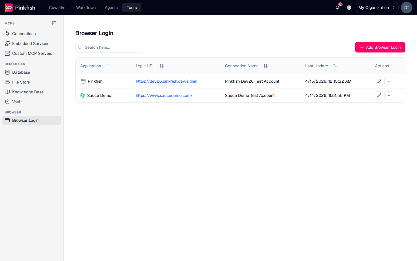 Browser Login - Pinkfish - AI Agents & Workflows for Getting Work Done