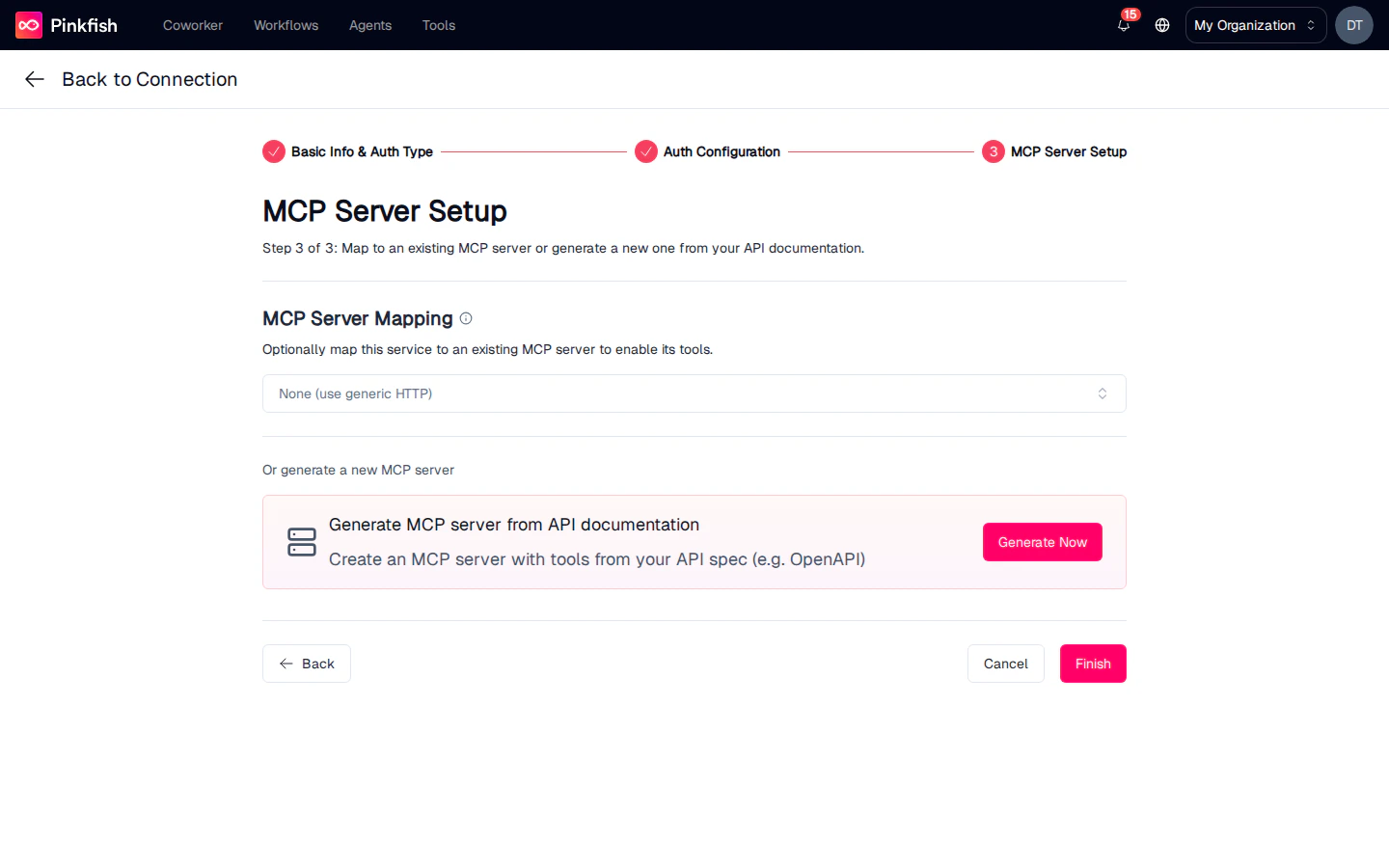 MCP Server Setup — Map to existing OR generate new from API documentation