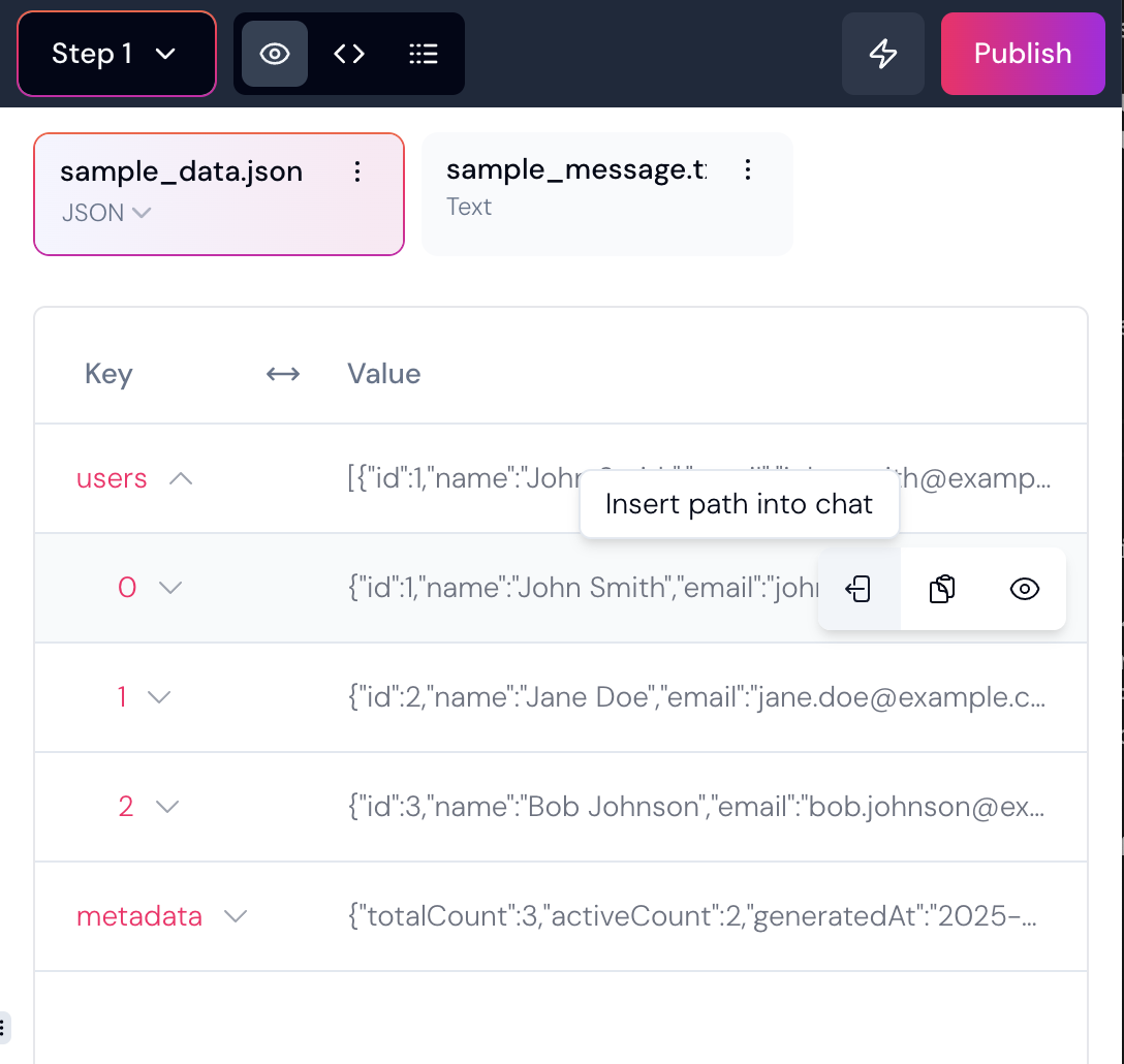 insert step data
