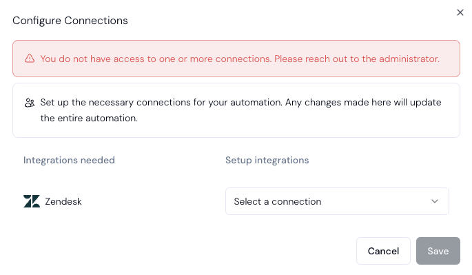 configure connection modal