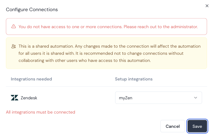 Connection Sharing Modal