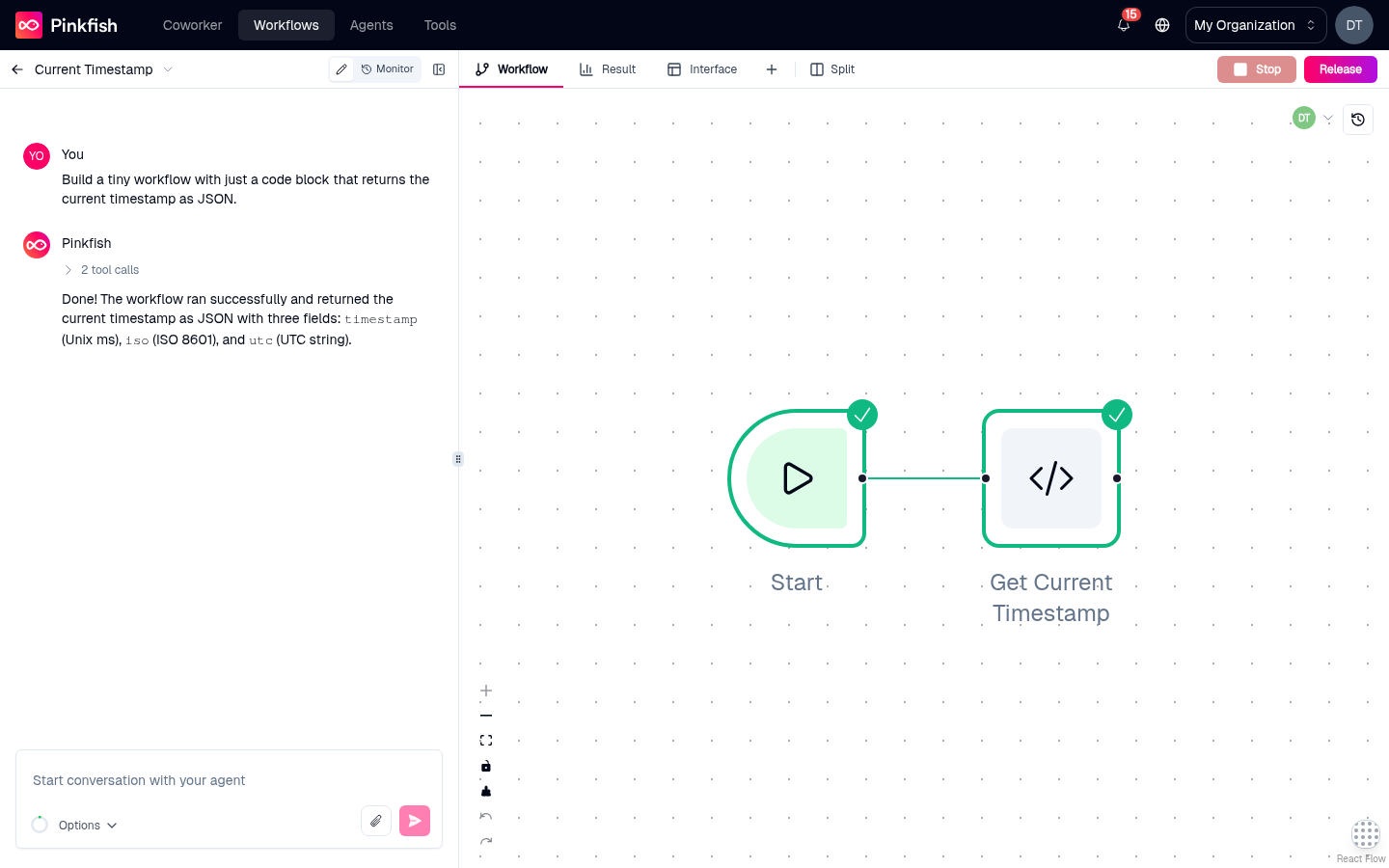 Running a Workflow - Pinkfish - AI Agents & Workflows for Getting Work Done