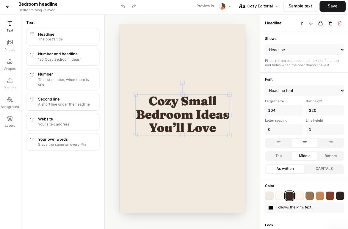 Design a custom template - Pinsearch Help Center