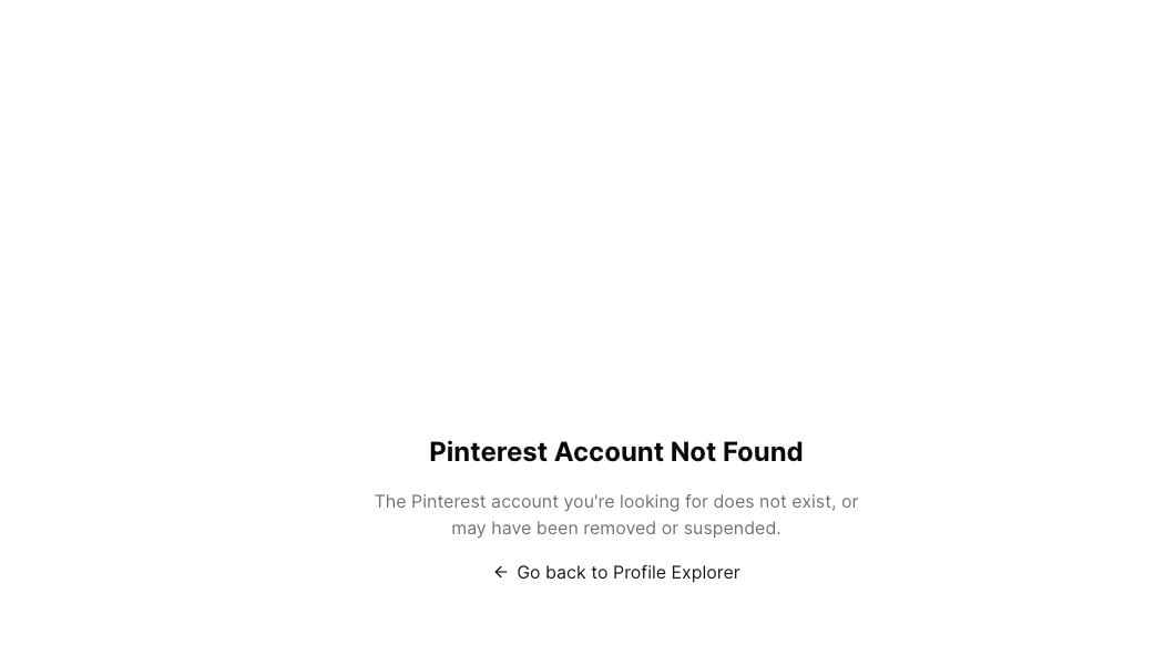 Profile Explorer Pinterest Account Not Found screen