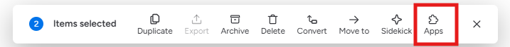 The Apps menu in the toolbar at the bottom of the screen