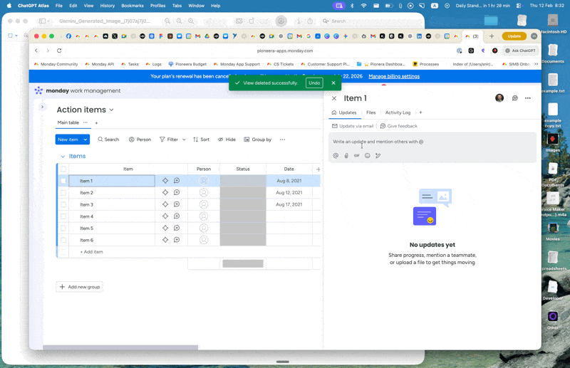 Checking each user's authorization status under Account Settings