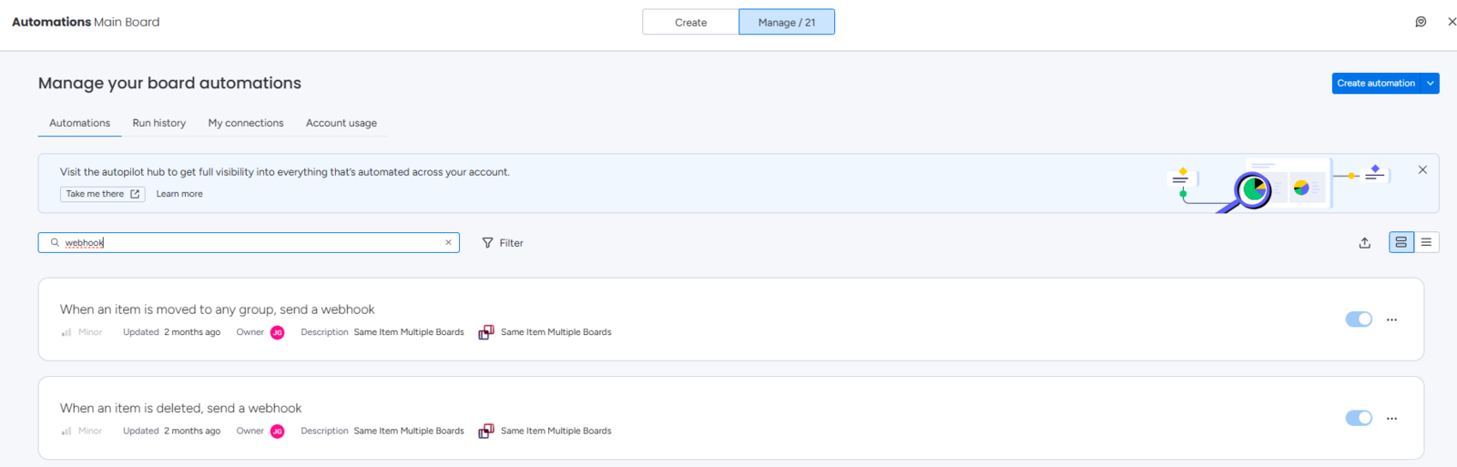 Move-item-to-group webhooks added by SIMB on a board