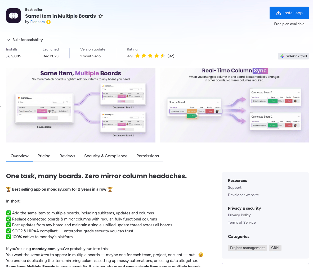 Install Marketplace Listing