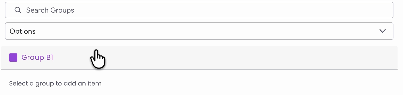 Destination group picker showing Group B1