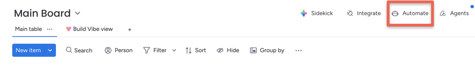 Click Automate on the board