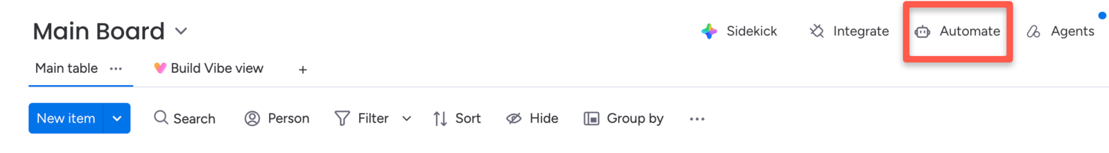 Click Automate on the board
