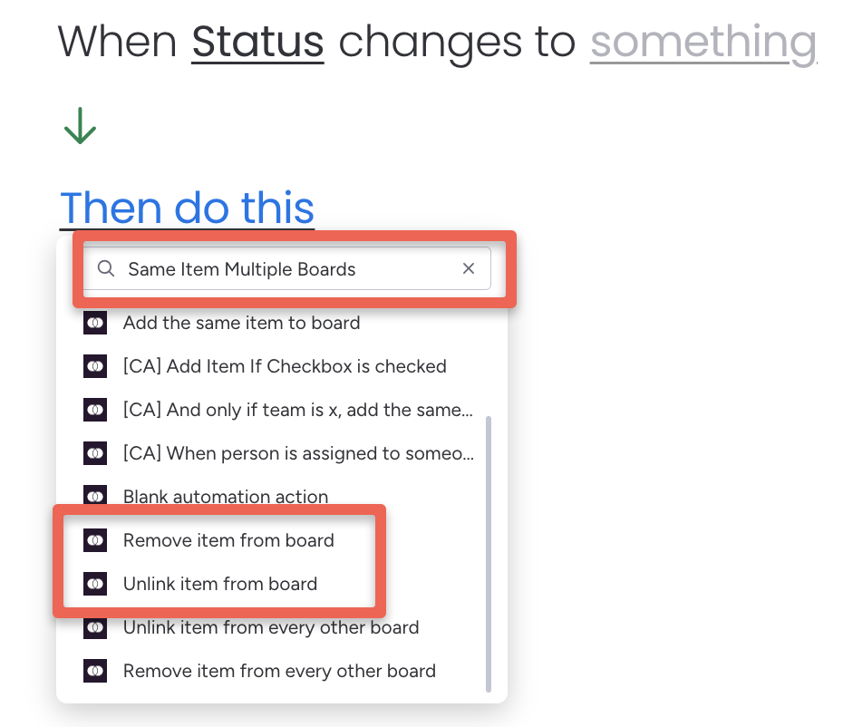Choose Unlink item from Board or Remove item from Board