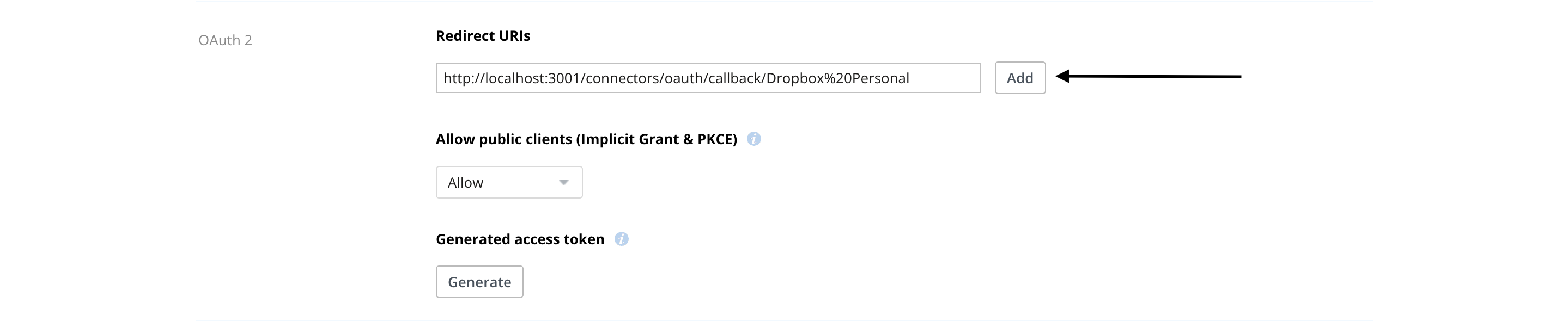 Dropbox Redirect URI